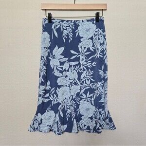 Vintage Y2K Old Navy Boho Blue Floral Slip Skirt size XS Hippie Coastal